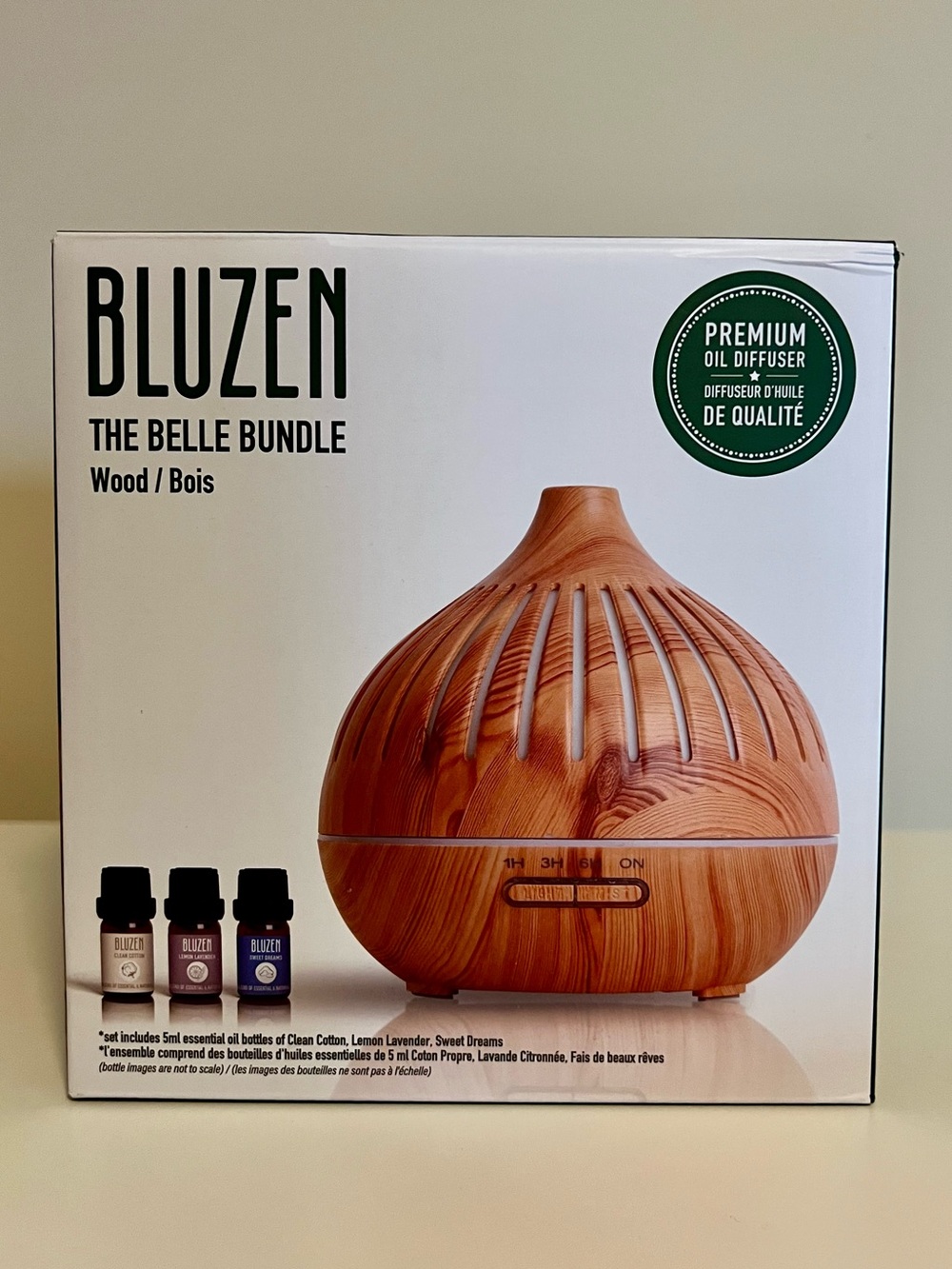 The Belle Bundle Wood Oil Diffuser - Wood Grain Brown